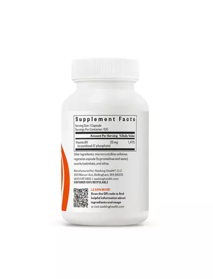 SEEKING HEALTH P-5-P PYRIDOXAL 5-PHOSPHATE / ВІТАМІН Б6 ПІРИДОКСАЛЬ-5-ФОСФАТ 100 КАПСУЛ, фото 3 від магазину біодобавок nutrido.shop