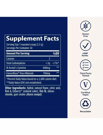 Trace Minerals NAC N-Acetyl L-Cysteine / НАК N-ацетил-L-цистеин вкус арбуза 75 г, фото 12 в магазине биодобавок nutrido.shop