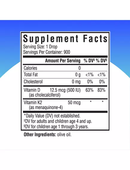 SEEKING HEALTH VITAMIN D3+K2 DROPS / ВІТАМІН Д3+К2 РІДКИЙ 30 МЛ, фото 2 від магазину біодобавок nutrido.shop