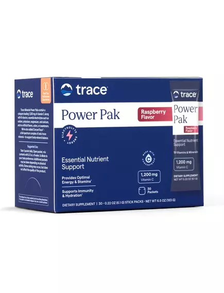 Trace Minerals  Power Pak Raspberry/ Вітамін C + електроліти + мультивітаміни Малина 30 саше, фото 10 від магазину біодобавок nutrido.shop