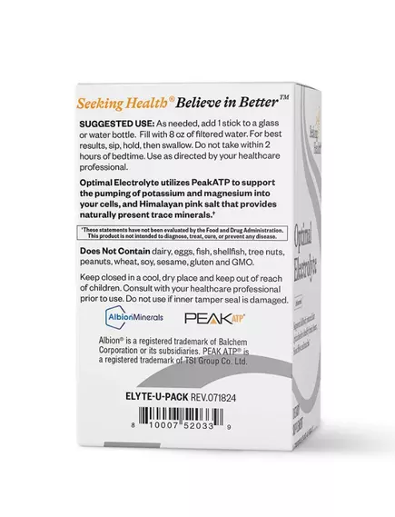 SEEKING HEALTH OPTIMAL ELECTROLYTE UNFLAVORED / ОПТИМАЛЬНІ ЕЛЕКТРОЛІТИ БЕЗ СМАКОВИХ ДОБАВОК 30 САШЕ, фото 3 від магазину біодобавок nutrido.shop