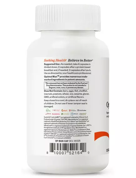 Seeking Health Optimal Man / Мультивитамины для мужчин 120 капсул, фото 4 в магазине биодобавок nutrido.shop
