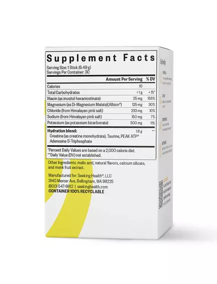 Seeking Health Optimal Electrolyte Lemonad / Оптимальные электролиты вкус лимонада 30 саше, фото 4 в магазине биодобавок nutrido.shop