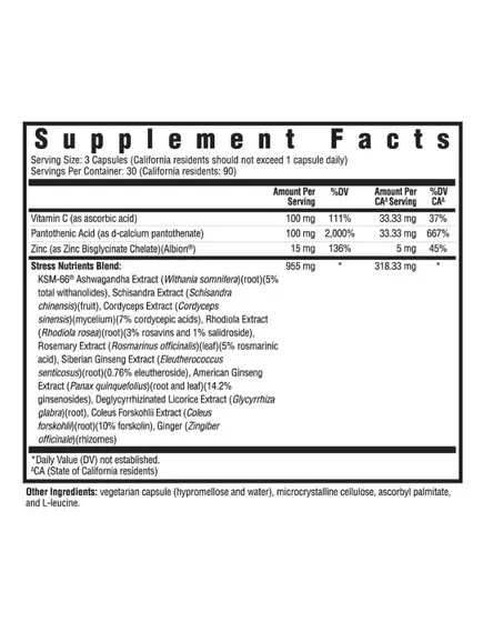 Seeking Health Stress Nutrients(Form Adrenal Nutrients)/ Питательные вещества для надпочечников 90 к, фото 3 в магазине биодобавок nutrido.shop