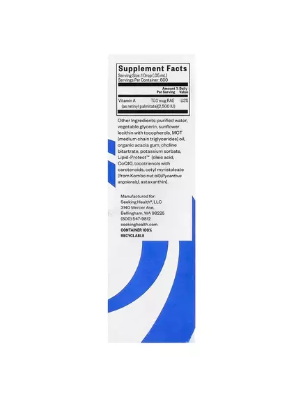SEEKING HEALTH VITAMIN A / ВІТАМІН А РЕТИНІЛПАЛЬМІТАТ РІДКИЙ 30 МЛ, фото 4 від магазину біодобавок nutrido.shop