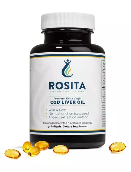 Rosita Extra Virgin Cod Liver Oil Масло печени трески холодного отжима 90 капсул в магазине биодобавок nutrido.shop