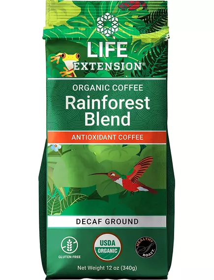 Life Extension Rainforest Decaf Ground / Органический кофе без кофеина молотый 100% арабика 340 гр в магазине биодобавок nutrido.shop