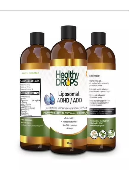 Healthy Drops Liposomal ADHD-ADD / Липосомальная поддержка при СДВГ-СДВ 473 мл в магазине биодобавок nutrido.shop
