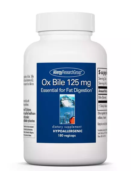 Allergy Research Ox Bile / Бычья желчь 125 мг 180 капсул в магазине биодобавок nutrido.shop