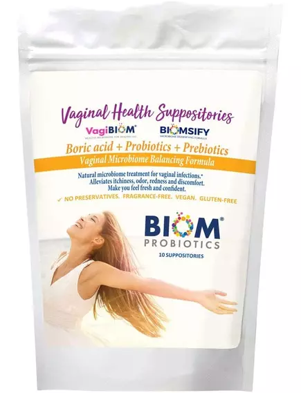 Biom Probiotics Boric Acid+Probiotics / Свечи вагинальные борная кислота + пробиотики 10 шт в магазине биодобавок nutrido.shop