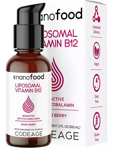 CodeAge Liposomal Vitamin B12 / Витамин Б12 Метилкобаламин жидкий липосомальный 59,2 мл в магазине биодобавок nutrido.shop