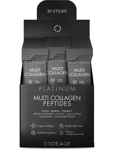 CodeAge Multi Collagen Peptides Powder Platinum / Пептиды коллагена, обогащенные витаминами 30 шт в магазине биодобавок nutrido.shop