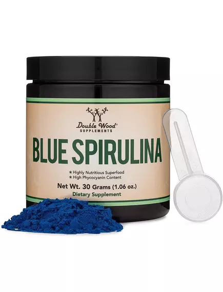 Double Wood Blue Spirulina / Голубая спирулина поддержка здоровья почек и мозга 30 г в магазине биодобавок nutrido.shop