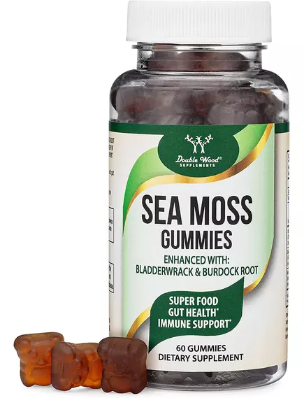 Double Wood Irish Sea Moss Gummies / Ирландский морской мох жевательные конфеты 60 ш в магазине биодобавок nutrido.shop