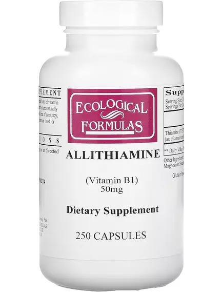 Ecological Formulas All Thiamine Vitamin B1 / Аллітіамін вітамін Б1 50 мг 250 капсул від магазину біодобавок nutrido.shop