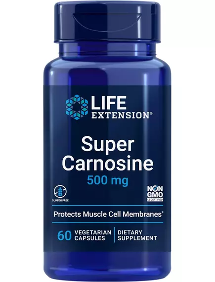Life Extension Super Carnosine / Супер Карнозин антиоксидант 500 мг 60 капсул від магазину біодобавок nutrido.shop