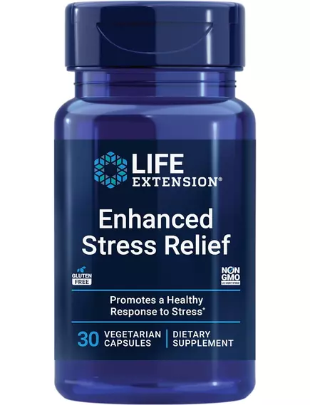Life Extension Enhanced Stress Relief / Меліса та L-теанін для зняття стресу 30 капсул від магазину біодобавок nutrido.shop