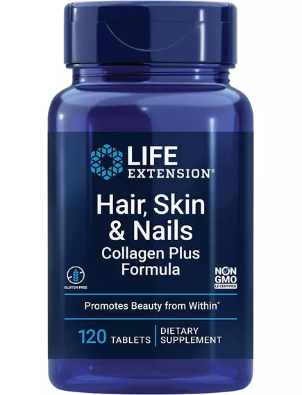 Life Extension Hair, Skin & Nails Collagen / Пептиды коллагена для волос, кожи и ногтей 120 таблеток в магазине биодобавок nutrido.shop