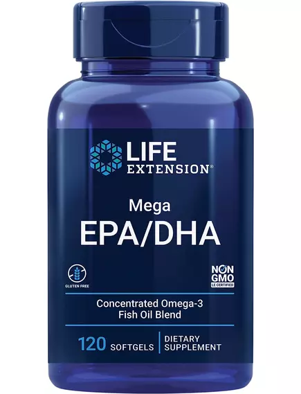 Life Extension Mega EPA/DHA / Омега 3 Мега ЭПК/ДГК из анчоусов 120 капсул в магазине биодобавок nutrido.shop
