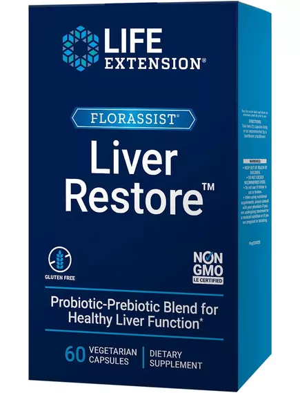 Life Extension Florassist Liver Restore / Смесь пробиотиков и пребиотиков для здоровья печени 60 кап в магазине биодобавок nutrido.shop
