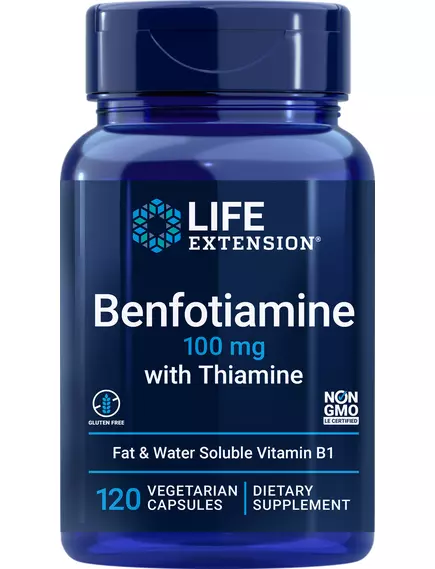 Life Extension Benfotiamine with Thiamine / Бенфотиамин с тиамином Витамин Б1 100 мг 120 капсул в магазине биодобавок nutrido.shop