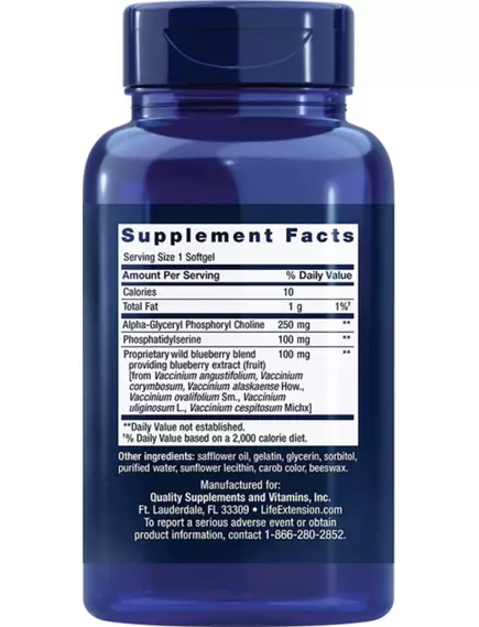 Life Extension Cognitex Alpha GPC / Підтримка когнітивних функцій з Альфа-ГПХ 30 капсул, фото 9 від магазину біодобавок nutrido.shop