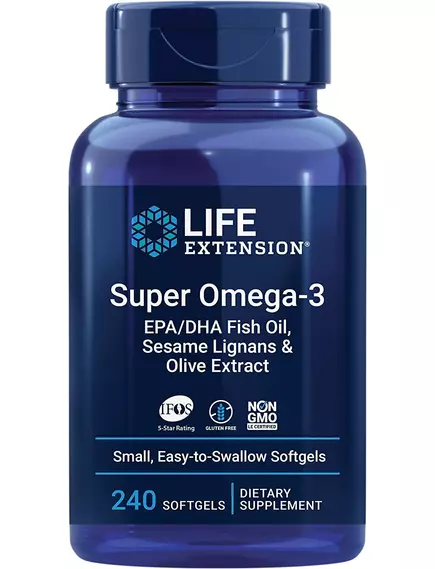 Life Extension Super Omega-3 EPA/DHA Fish Oil Sesame Lignans & Olive Extract / Рыбий жир 240 капс в магазине биодобавок nutrido.shop