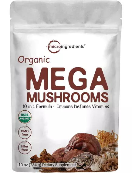 Microingredients Mega Mushrooms / 10 видов грибов для повышения иммунитета 284 гр в магазине биодобавок nutrido.shop