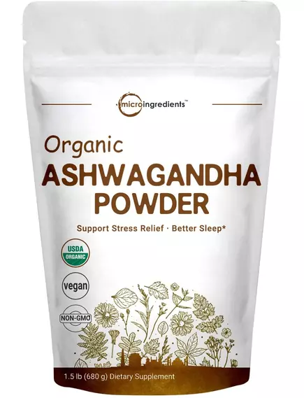 Microingredients Organic Ashwagandha Powder / Ашваганда корень органический порошок 680 грамм в магазине биодобавок nutrido.shop
