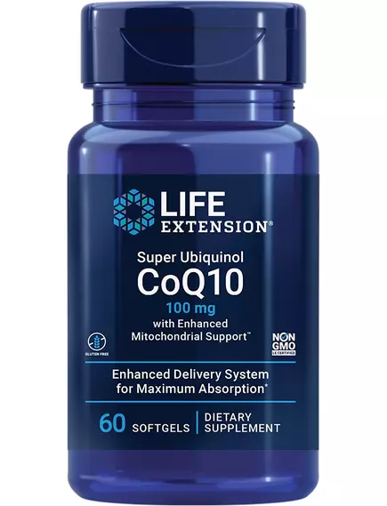 Life Extension Super Ubiquinol CoQ10 100 mg / Супер убихинол Ку10 с поддержкой митохондрий 60 капсул в магазине биодобавок nutrido.shop