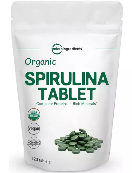 Microingredients Organic Spirulina / органическая Спирулина 720 таблеток в магазине биодобавок nutrido.shop