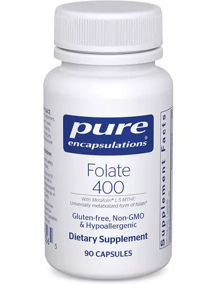 Pure Encapsulations Folate 400 / Фолат L-5-MTHF витамин Б9 400 мкг 90 капсул в магазине биодобавок nutrido.shop