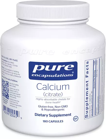 Pure Encapsulations Calcium Citrate / Кальций цитрат для здоровья костей и зубов 180 капсул в магазине биодобавок nutrido.shop