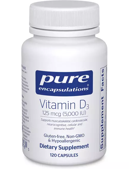 Pure Encapsulations Vitamin D3 125 mcg / Витамин Д3 5000 МЕ 120 капсул в магазине биодобавок nutrido.shop