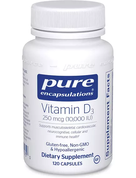 Pure Encapsulations Vitamin D3 250 mcg / Витамин Д3 10 000 МЕ 120 капсул в магазине биодобавок nutrido.shop