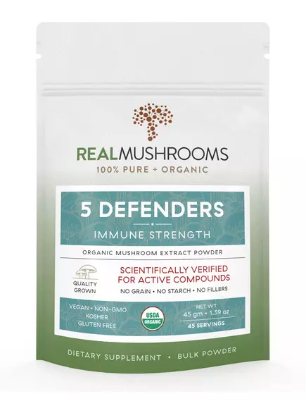 Real Mushrooms 5 Defenders / Органический грибной комплекс 5 защитников 45 грамм в магазине биодобавок nutrido.shop