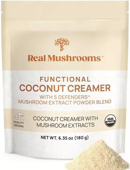 Real Mushrooms Functional Coconut Creamer / Кокосовые сливки + смесь из 5 экстрактов грибов 180 г в магазине биодобавок nutrido.shop