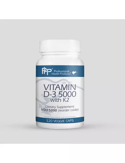 Professional Health Vitamin D3 5000 with K2 / Витамин D3 5000 с K2 120 капсул в магазине биодобавок nutrido.shop