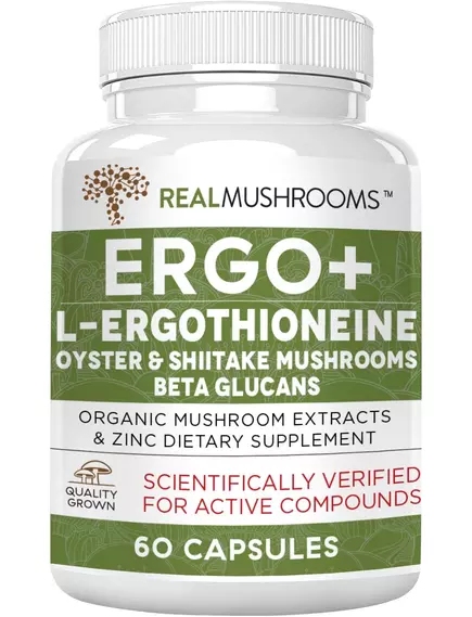Real Mushrooms Ergo+ / Эрготионеин 60 капс в магазине биодобавок nutrido.shop