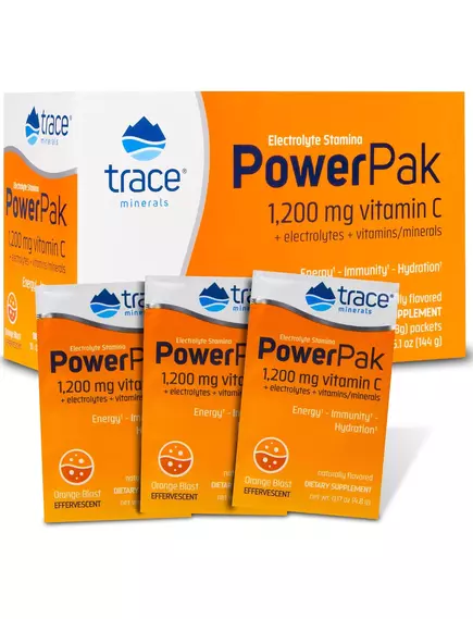 Trace Minerals Power Pak Orange / Вітамін C + електроліти + мультивітаміни Апельсин 30 саше в магазине биодобавок nutrido.shop
