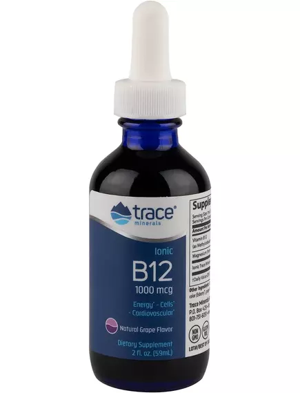 Вітамін Б12 метилкобаламін іонний рідкий 1000 мкг 59 мл / Ionic B12, Trace Minerals від магазину біодобавок nutrido.shop