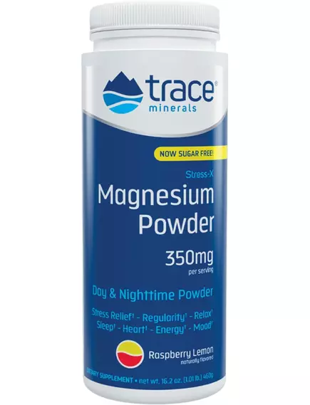 Trace Minerals Stress-X Magnesium Powder / Магній малат зі смаком малини та лимона порошок 460 г в магазине биодобавок nutrido.shop
