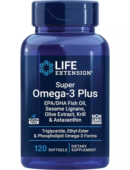 Life Extension Super Omega-3 Plus EPA/DHA Fish Oil, Sesame Lignans, Olive, Krill & Astaxanthin 120 капсул від магазину біодобавок nutrido.shop