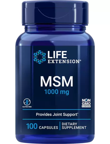 Life Extension MSM / МСМ Метилсульфонілметан (Сірка) 1000 мг 100 капсул від магазину біодобавок nutrido.shop