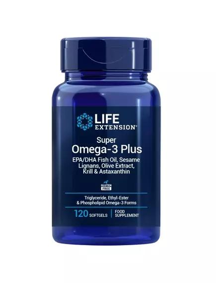 Life Extension Super Omega-3 Plus EPA/DHA w. Sesame, Olive, Krill & Astax. 120 Softgels, EU в магазине биодобавок nutrido.shop