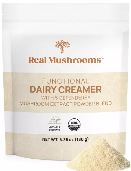 Real Mushrooms Functional Dairy Creamer / Молочні вершки + суміш із 5 екстрактів грибів 180 г від магазину біодобавок nutrido.shop