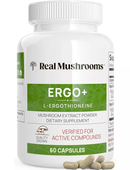 REAL MUSHROOMS ERGO+ / ЕРГОТІОНЕЇН 60 КАПСУЛ від магазину біодобавок nutrido.shop