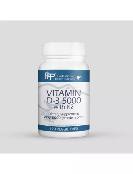 PROFESSIONAL HEALTH VITAMIN D3 5000 WITH K2 / ВІТАМІН D3 5000 З K2 120 КАПСУЛ від магазину біодобавок nutrido.shop