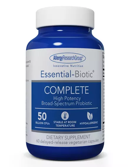 ALLERGY RESEARCH ESSENTIAL-BIOTIC COMPLETE / КОМПЛЕКСНИЙ ПРОБІОТИК 50 МЛРД КОЕ 60 КАПСУЛ від магазину біодобавок nutrido.shop