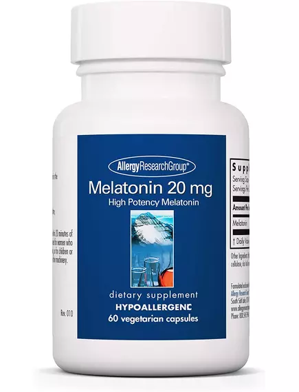 ALLERGY RESEARCH MELATONIN 20 MG/МЕЛАТОНІН 20 МГ 60 КАПСУЛ від магазину біодобавок nutrido.shop